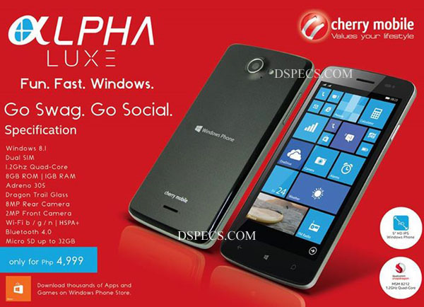 Cherry Mobile Alpha Luxe Features and Specifications