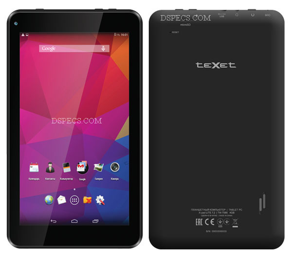 teXet X-pad LITE 7.2 TM-7086 Features and Specifications